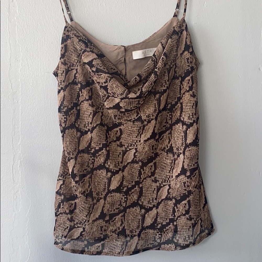 ASTR Cowl Neck Snake print Top